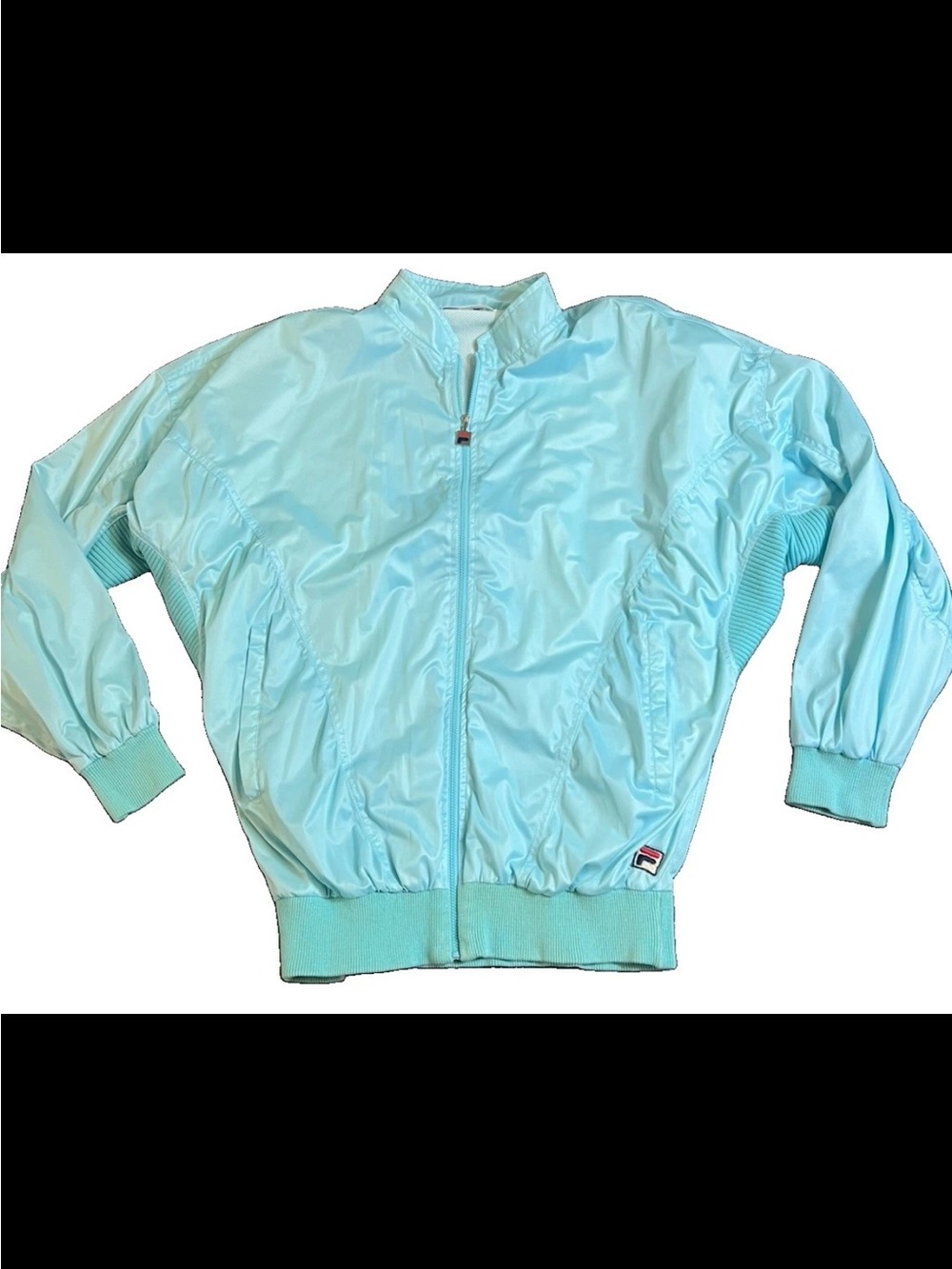 Vintage Fila Batwing Women’s Windbreaker Seafoam Green Sz10 Athleisure Retro 80s